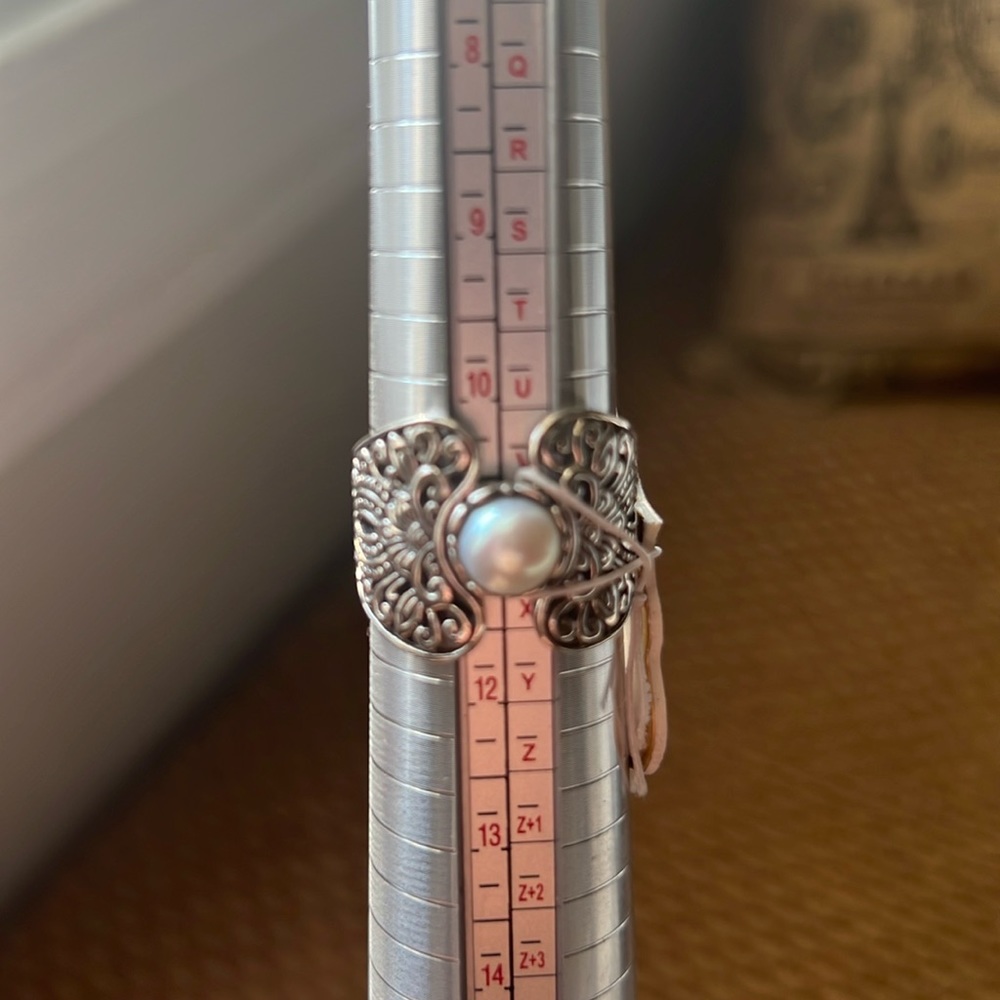 **Stunning NWT Annika Witt Filigree Pearl Ring - Sterling 925 Small size 11